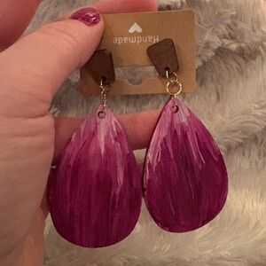 Fushia Wooden Handmade Earrings